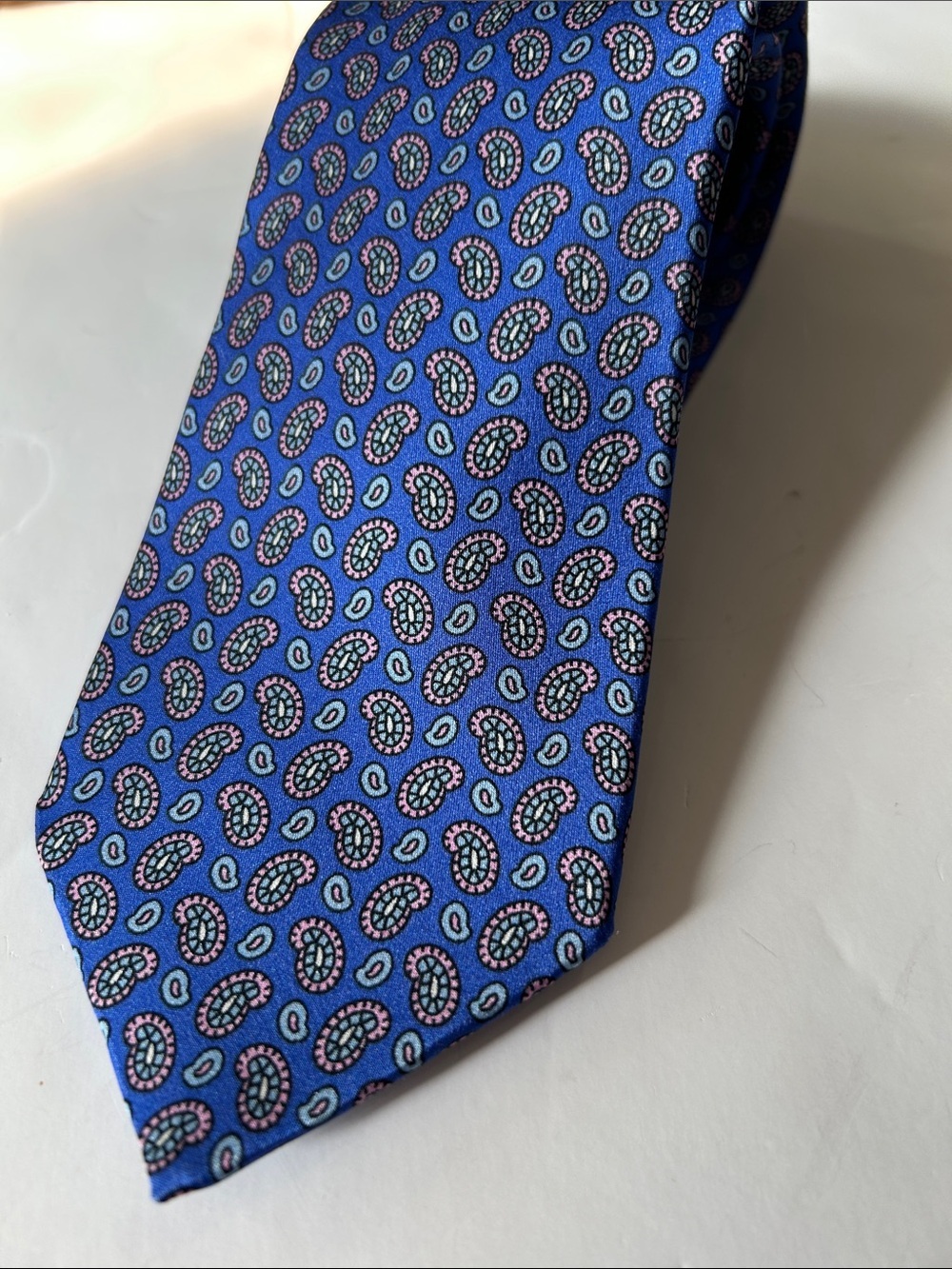 Burma Bibas Silk  Blue Paisley Men's Tie